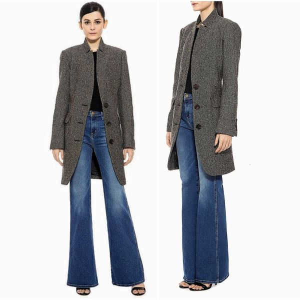 women's wool & blends elegant brown woolen textured tailored coat classy stand collar single breasted long jacket vintage fit worsted t, Black
women's wool & blends elegant brown woolen textured tailored coat classy stand collar single breasted long jacket vintage fit worsted t, Black