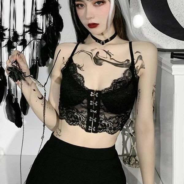 women's tanks & camis gothic lace grunge punk style v neck transparent crop club streetwear women black summer tank, White
women's tanks & camis gothic lace grunge punk style v neck transparent crop club streetwear women black summer tank, White