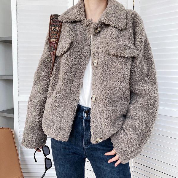women's jackets winter lamb wool coat warm thicken fur loose solid cool femme cropped streetwear qbzb, Black;brown
women's jackets winter lamb wool coat warm thicken fur loose solid cool femme cropped streetwear qbzb, Black;brown