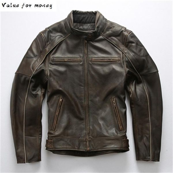 men's leather & faux genuine skulls jacket classic motorcycle biker vintage pattern brand soft thick cowhide male coat, Black
men's leather & faux genuine skulls jacket classic motorcycle biker vintage pattern brand soft thick cowhide male coat, Black