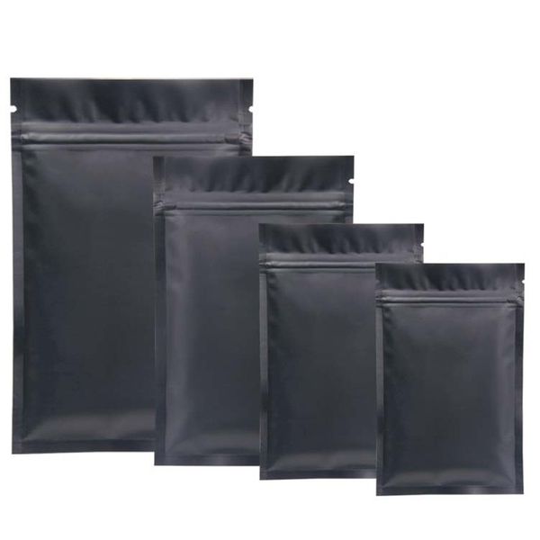 

500pcs Matte Black Flat Aluminum Foil Zip Lock Bag Resealable Zipper Sugar Salt Snack Nuts Tea Coffee Beans Nail Beauty Xmas Gifts Packaging Printing Pouches