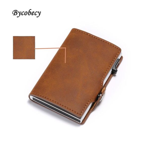 card holders bycobecy product rfid retro horse skin aluminum alloy bank holder business fashion men's and women's wallet, Brown;gray
card holders bycobecy product rfid retro horse skin aluminum alloy bank holder business fashion men's and women's wallet, Brown;gray