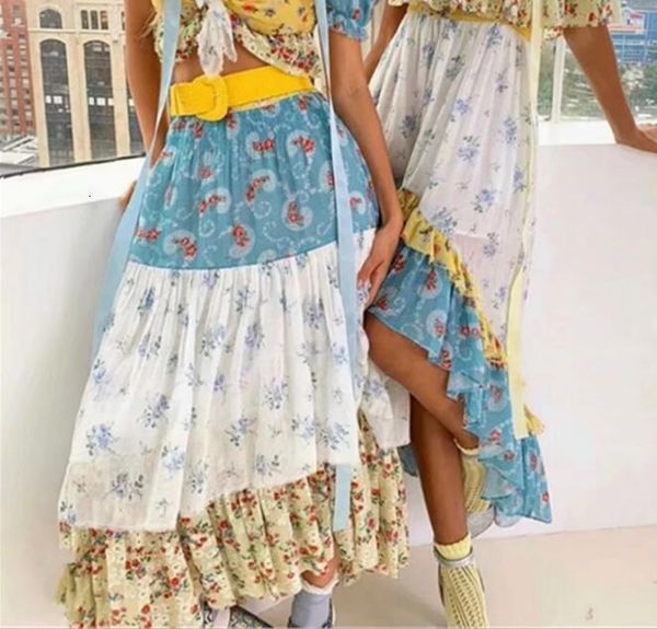 casual dresses floral print high-low skirts womens elastic waist ruffle hem boho long spring summer bohemian beach holiday seaside, Black;gray 
casual dresses floral print high-low skirts womens elastic waist ruffle hem boho long spring summer bohemian beach holiday seaside, Black;gray