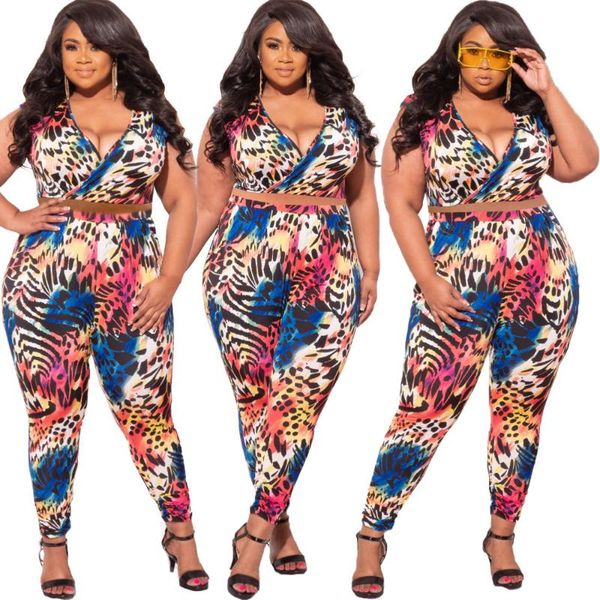 women's two piece pants shzq test women plus size leopard printing pieces clubwear deep v-neck sleeveless crop pencil lady's outf, White
women's two piece pants shzq test women plus size leopard printing pieces clubwear deep v-neck sleeveless crop pencil lady's outf, White