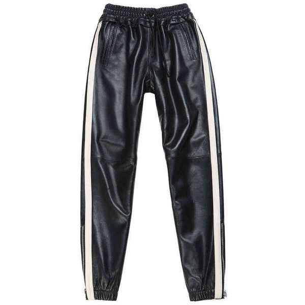real leather pants striped stitching elastic waist genuine sheep leather female was thin with pockets f2158 211124, Black;white
real leather pants striped stitching elastic waist genuine sheep leather female was thin with pockets f2158 211124, Black;white