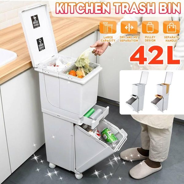 waste bins 42l 2 layer wet and dry sorted bin kitchen garbage recycle trash can dustbin rubbish storage bucket
waste bins 42l 2 layer wet and dry sorted bin kitchen garbage recycle trash can dustbin rubbish storage bucket