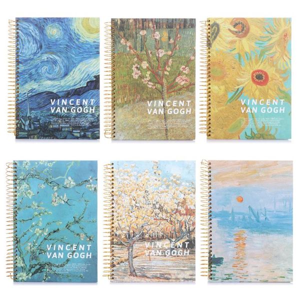 larger ruled notebook hardcover diary book exquisite thick paper famous painting pattern cover coil for office school notepads, Purple;pink 
larger ruled notebook hardcover diary book exquisite thick paper famous painting pattern cover coil for office school notepads, Purple;pink