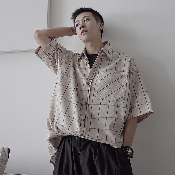men's lattice printing comfortable short sleeve shirts hawaiian french cuff mens brand fashion trend grey/apricot casual, White;black
men's lattice printing comfortable short sleeve shirts hawaiian french cuff mens brand fashion trend grey/apricot casual, White;black