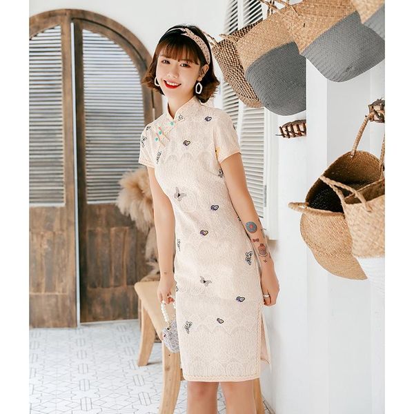 robe femme cheongsam slim young girl fashion student catwalk dresses improved mid-length dress modern qipao ethnic clothing, Red
robe femme cheongsam slim young girl fashion student catwalk dresses improved mid-length dress modern qipao ethnic clothing, Red
