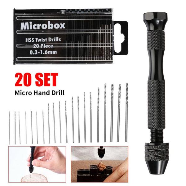 professional drill bits aluminum hand with 20pcs micro hss twist 0.3-1.6mm jewelry craft manual chuck mini
professional drill bits aluminum hand with 20pcs micro hss twist 0.3-1.6mm jewelry craft manual chuck mini