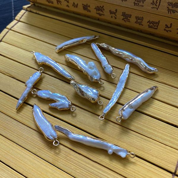charms natural freshwater pearl pendant white irregular long strip shape gold edge diy trend decoration jewelry accessories wholesale, Bronze;silver
charms natural freshwater pearl pendant white irregular long strip shape gold edge diy trend decoration jewelry accessories wholesale, Bronze;silver
