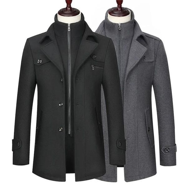 men's wool & blends business fashionable woolen men coat double-layer neckline detachable single-layer coats jackets mens, Black
men's wool & blends business fashionable woolen men coat double-layer neckline detachable single-layer coats jackets mens, Black