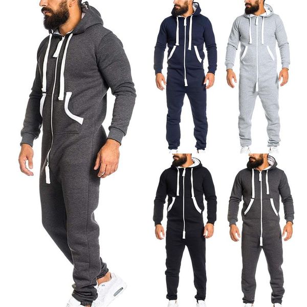 men's hoodies & sweatshirts mens bodysuit autumn winter color matching long sleeved hooded sweater zipper onesie combinaison homme men, Black
men's hoodies & sweatshirts mens bodysuit autumn winter color matching long sleeved hooded sweater zipper onesie combinaison homme men, Black