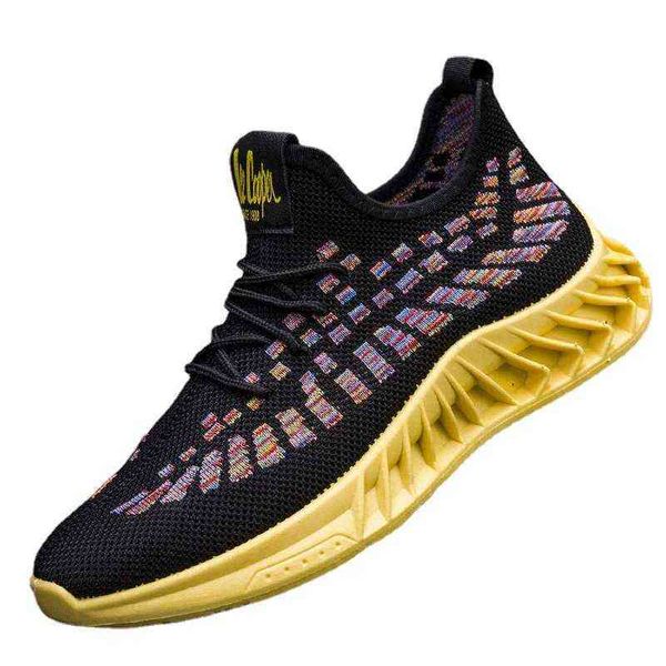 flying woven men's shoes autumn and winter korean fashion comfortable casual breathable sports, Black