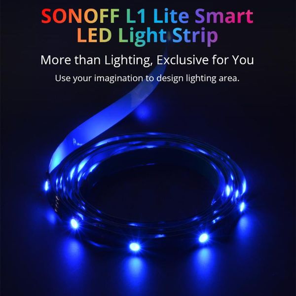 

smart home control sonoff l1 lite 5m rgb wifi led light strip eu us timer group dance with music works alexa google