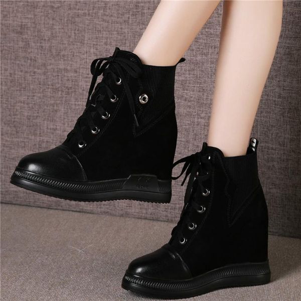 boots winter fashion sneakers women lace up genuine leather wedges high heel snow female round toe platform pumps shoes, Black
boots winter fashion sneakers women lace up genuine leather wedges high heel snow female round toe platform pumps shoes, Black