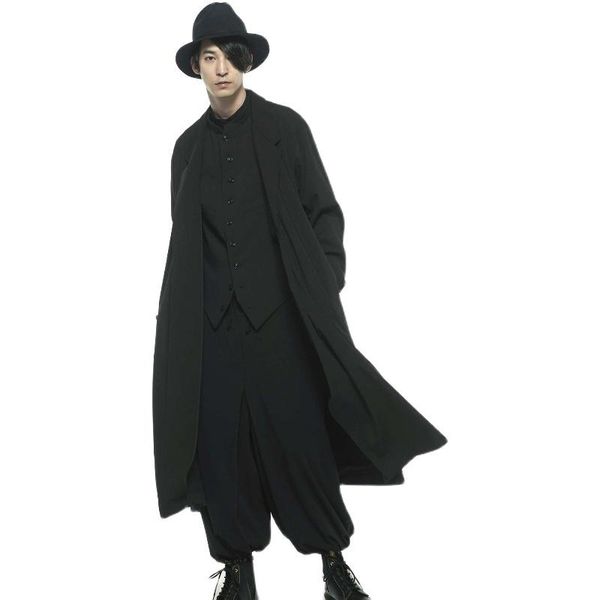 men's trench coats autumn/winter stage style long dark coat with adjustable chamfered buttonhole blend, Tan;black
men's trench coats autumn/winter stage style long dark coat with adjustable chamfered buttonhole blend, Tan;black