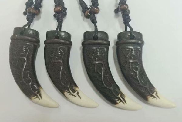 10 pcs necklace hand-carved statue cool boy men's imitation vintage yak bone carved pendant wolf tooth amulet adjustable rope gift, Silver
10 pcs necklace hand-carved statue cool boy men's imitation vintage yak bone carved pendant wolf tooth amulet adjustable rope gift, Silver