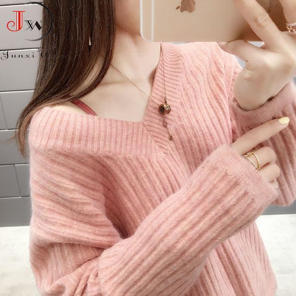 casual fashion women sweater autumn warm long sleeve chic elegant soft pullovers v neck winter female sweaters 210510, White;black
casual fashion women sweater autumn warm long sleeve chic elegant soft pullovers v neck winter female sweaters 210510, White;black