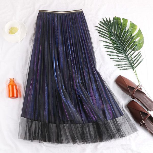 skirts autumn and winter high waist thin reflective gradient color changing pleated mesh skirt korean medium length, Black
skirts autumn and winter high waist thin reflective gradient color changing pleated mesh skirt korean medium length, Black