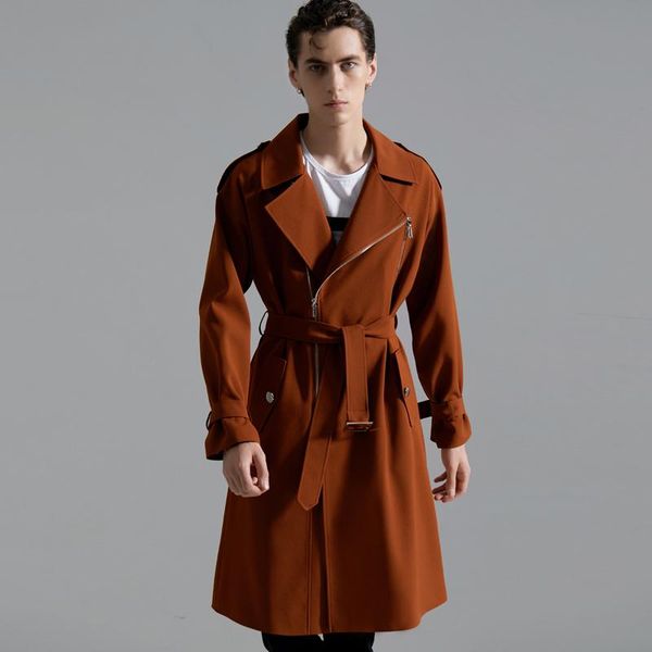 men's trench coats autumn winter loose windbreaker jacket casual over-the-knee outerwear male fashion zipper plus size long coat, Tan;black
men's trench coats autumn winter loose windbreaker jacket casual over-the-knee outerwear male fashion zipper plus size long coat, Tan;black
