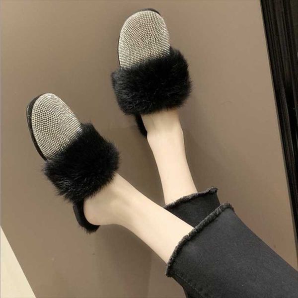 round toe designer shoes women luxury 2021 rhinestone fur crystal slippers diamond mules slip on flats, Black
round toe designer shoes women luxury 2021 rhinestone fur crystal slippers diamond mules slip on flats, Black