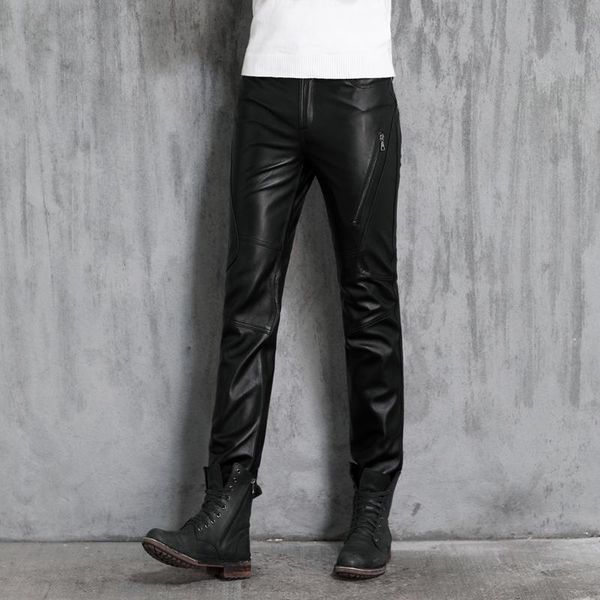 men's pants genuine leather quality black motorcycle the first layer of sheepskin male personality
men's pants genuine leather quality black motorcycle the first layer of sheepskin male personality