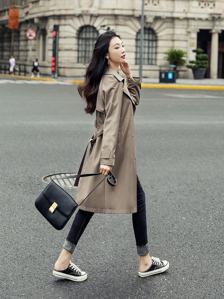 women's trench coats windbreaker long temperament 2021 spring and autumn british style versatile small korean jacket, Tan;black
women's trench coats windbreaker long temperament 2021 spring and autumn british style versatile small korean jacket, Tan;black