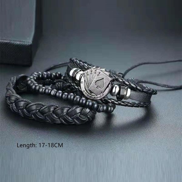 beaded, strands 1pcs men's retro punk style leather woven bracelet alloy leaves multilayer wide wrap jewelry ethnic tribal wristband, Black
beaded, strands 1pcs men's retro punk style leather woven bracelet alloy leaves multilayer wide wrap jewelry ethnic tribal wristband, Black