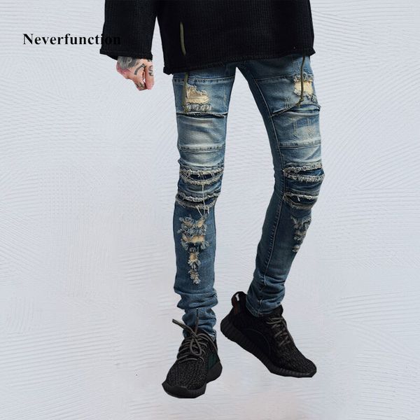 jeans neverfunction men slim fit biker hip hop vintage destroy ripped elastic cotton motorcycle mens denim trousers, Blue
jeans neverfunction men slim fit biker hip hop vintage destroy ripped elastic cotton motorcycle mens denim trousers, Blue