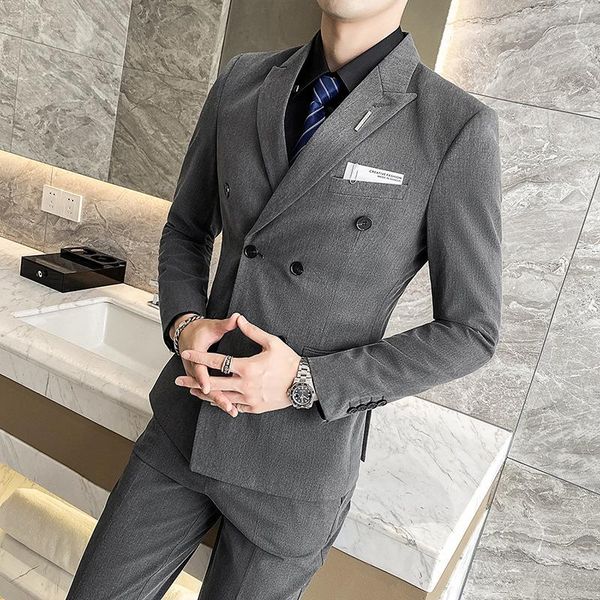men's suit three piece business formal dress double breasted solid color suits & blazers, White;black
men's suit three piece business formal dress double breasted solid color suits & blazers, White;black