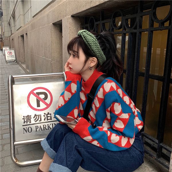 casual loose high collar love sweater womens sweaters japanese kawaii ulzzang female korean harajuku clothing for women, White;black
casual loose high collar love sweater womens sweaters japanese kawaii ulzzang female korean harajuku clothing for women, White;black