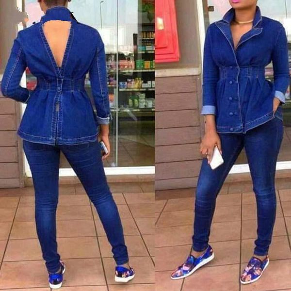 casual jeans suit women denim two pieces set v-neck long sleeve long pants slim tracksuit outfits high qualit women's piece, White
casual jeans suit women denim two pieces set v-neck long sleeve long pants slim tracksuit outfits high qualit women's piece, White