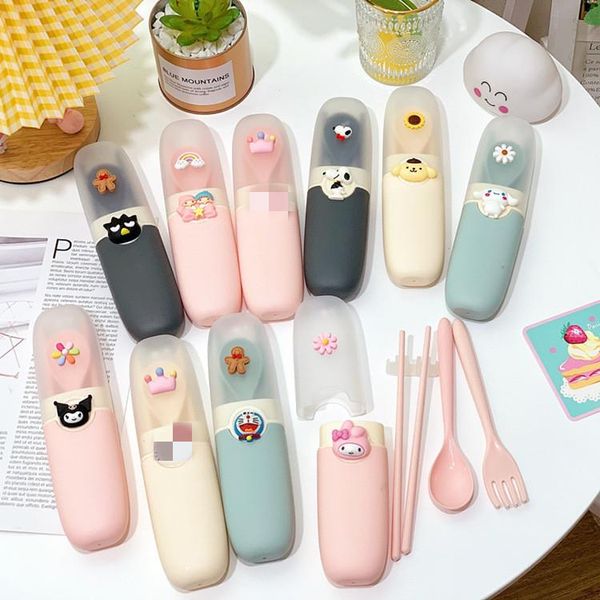 card holders cute cartoon small fresh and environmentally friendly portable tableware set student chopsticks fork spoon three-piece cutle, Brown;gray
card holders cute cartoon small fresh and environmentally friendly portable tableware set student chopsticks fork spoon three-piece cutle, Brown;gray