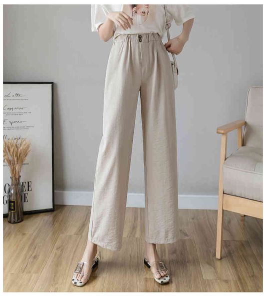 capris broad-legged trousers high-waisted cotton of women, Black;white