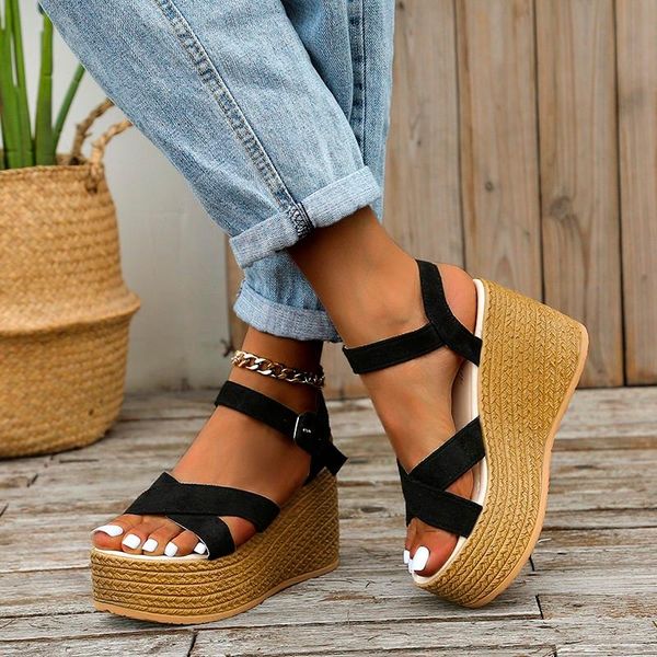 dress shoes summer buckle women's sandals velvet flock fish mouth fashion high heel platform open toes women drop, Black
dress shoes summer buckle women's sandals velvet flock fish mouth fashion high heel platform open toes women drop, Black
