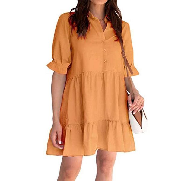 women's swimwear summer tunic bubble sleeve beach dress ruffle hem button casual straight neck holiday party, White;black
women's swimwear summer tunic bubble sleeve beach dress ruffle hem button casual straight neck holiday party, White;black