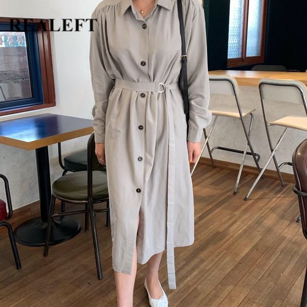 autumn winter single breasted women's shirts dress sashes high waist long sleeve casual loose female 210428, Black;gray
autumn winter single breasted women's shirts dress sashes high waist long sleeve casual loose female 210428, Black;gray