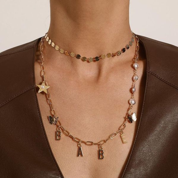 pendant necklaces multi-layer fashion letter and star necklace for women creative personality geometric clavicle choker jewelry, Silver
pendant necklaces multi-layer fashion letter and star necklace for women creative personality geometric clavicle choker jewelry, Silver