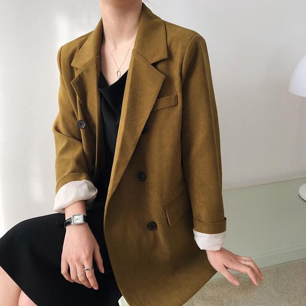 retro wild small suit jacket female 2021 spring temperament women's fashion korean double-breasted casual suits & blazers, White;black
retro wild small suit jacket female 2021 spring temperament women's fashion korean double-breasted casual suits & blazers, White;black
