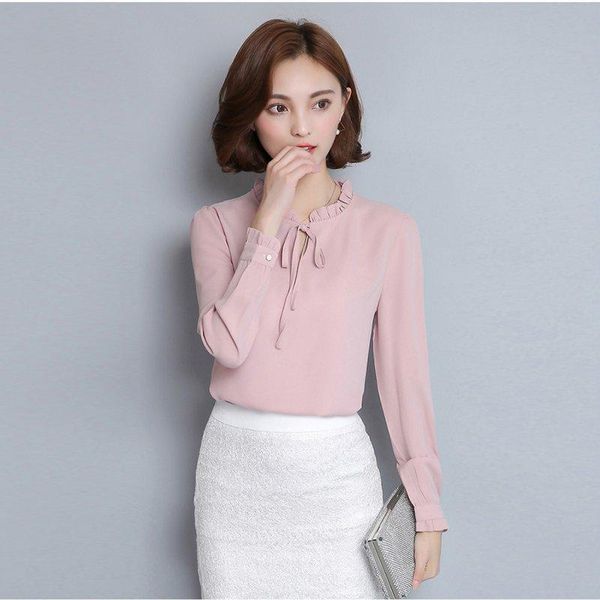women shirts long sleeve stand collar bow blouses elegant ladies chiffon blouse fashion office work wear women's, White
women shirts long sleeve stand collar bow blouses elegant ladies chiffon blouse fashion office work wear women's, White
