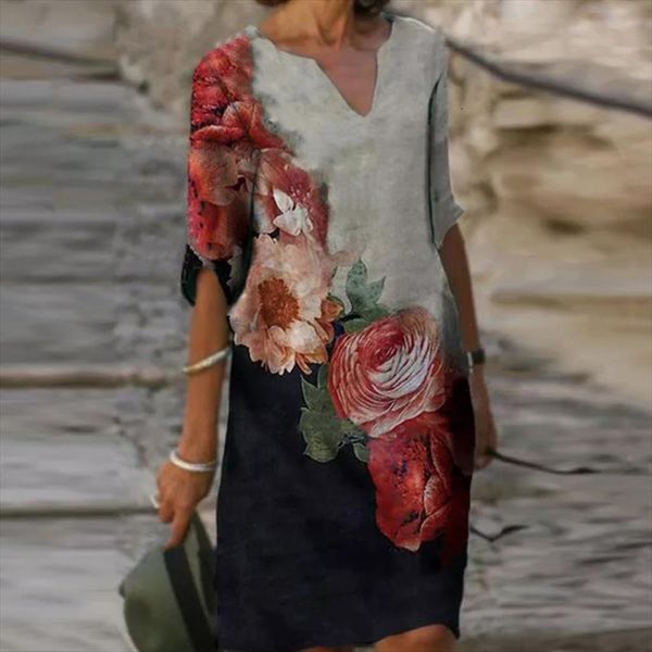 vintage geometry print summer elegant women dresses v neck half sleeves knee length female casual loose vestidos, Black;gray
vintage geometry print summer elegant women dresses v neck half sleeves knee length female casual loose vestidos, Black;gray