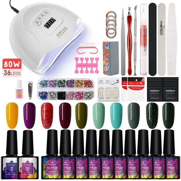 36w/80w nail dryer lamp 10/20pcs 8ml gel polish soak off kit all for manicure art tools base coat salon use1
36w/80w nail dryer lamp 10/20pcs 8ml gel polish soak off kit all for manicure art tools base coat salon use1