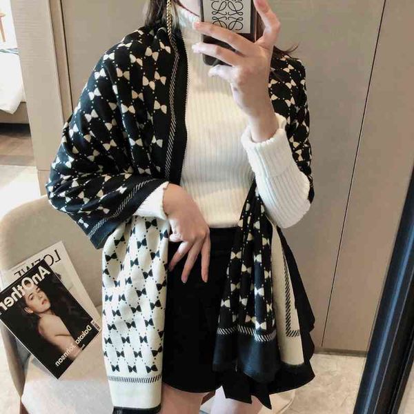 scarves bow knot double-sided scarf female korean version temperament versatile imitation cashmere oversized air conditioning shawl warm thi, Blue;gray
scarves bow knot double-sided scarf female korean version temperament versatile imitation cashmere oversized air conditioning shawl warm thi, Blue;gray
