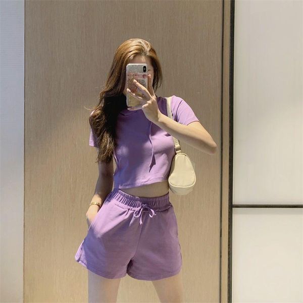 running sets women's summer sports suit fashion cotton hooded cropped sweater short sleeves high wide-leg shorts trendy solid color, Black;blue
running sets women's summer sports suit fashion cotton hooded cropped sweater short sleeves high wide-leg shorts trendy solid color, Black;blue