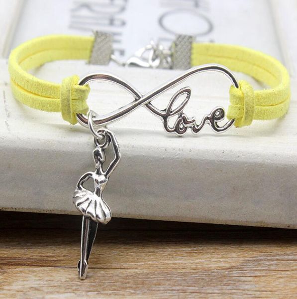 luxurious infinity love dance pendant bracelet yellow leather suede rope adjustable charm jewelry men women, Golden;silver
luxurious infinity love dance pendant bracelet yellow leather suede rope adjustable charm jewelry men women, Golden;silver