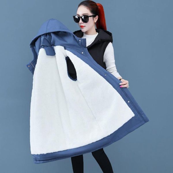 women warm vest hooded sleeveless down jacket autumn winter vests parker cotton coat plus velvet size waistcoat women's, Black;white
women warm vest hooded sleeveless down jacket autumn winter vests parker cotton coat plus velvet size waistcoat women's, Black;white