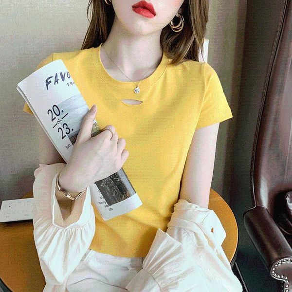 women's t-shirt spring and summer style pure cotton fashion korean version of color small split elegant o-neck women, White
women's t-shirt spring and summer style pure cotton fashion korean version of color small split elegant o-neck women, White