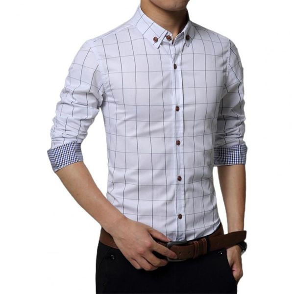 men's dress shirts men shirt plaid turn-down collar single-breasted plus size slim business for work, White;black
men's dress shirts men shirt plaid turn-down collar single-breasted plus size slim business for work, White;black