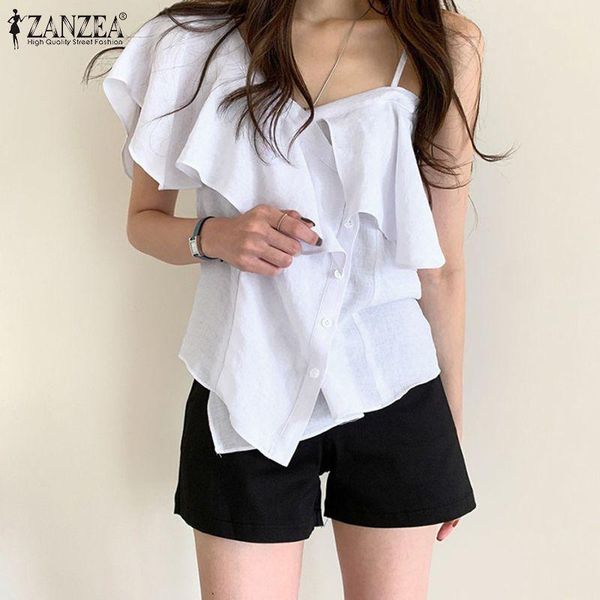 women's blouses & shirts womens stylish irregular 2021 summer ruffle v neck tunic zanzea white solid button blusa casual cotton linen
women's blouses & shirts womens stylish irregular 2021 summer ruffle v neck tunic zanzea white solid button blusa casual cotton linen